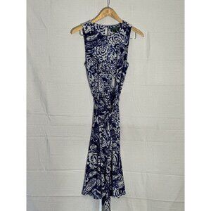 Lauren Ralph Lauren Sz 8 Women’s Fit & Flare Dress Tie Belt MIDI Paisley Floral